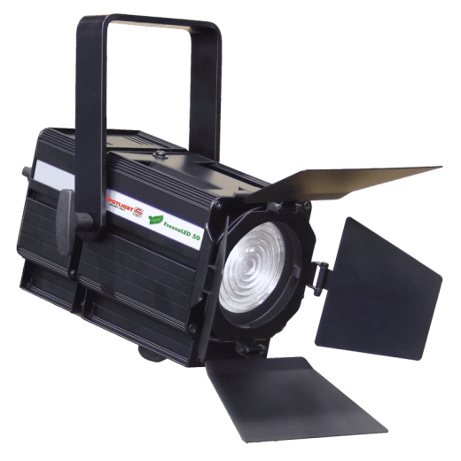 Прожектор Spotlight FresnelLED 50W, CW, zoom 12°-76°, 5600K, DMX control 