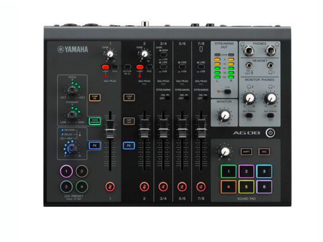 Yamaha объявила о выпуске AG08, нового универсального микшера для потокового вещания и аудиоинтерфейса.